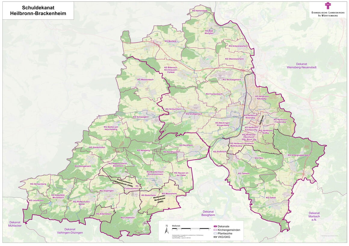 Landkarte Kirchenbezirk Heilbronn-Brackenheim